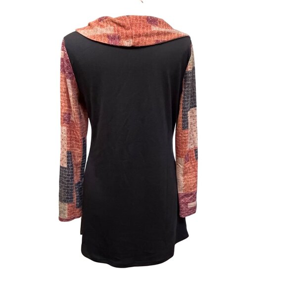 Radzoli Womens Asymmetrical Button Cowl Neck Patchwork Tunic Dress Small - Picture 2 of 10